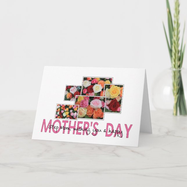 Tarjeta de rosa Step Mom Happy Mother's Day (Anverso)