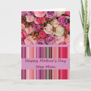 Tarjeta de rosa Step Mom Happy Mother's Day