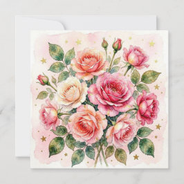 Tarjeta de rosas acuarela.