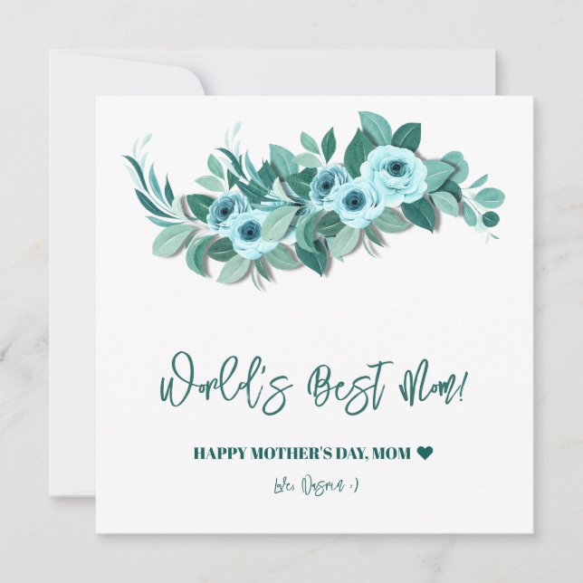 Tarjeta de rosas de día de la madre con follaje sa (Anverso)