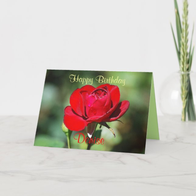 Tarjeta de Rosas Rojas Denise Happy Birday (Anverso)