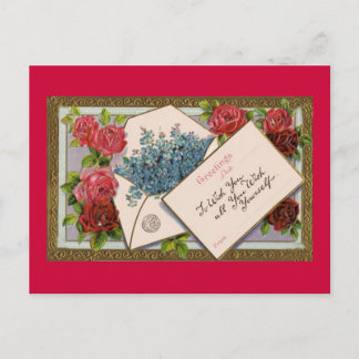 Tarjeta de rosas rojas románticas el día de San Va