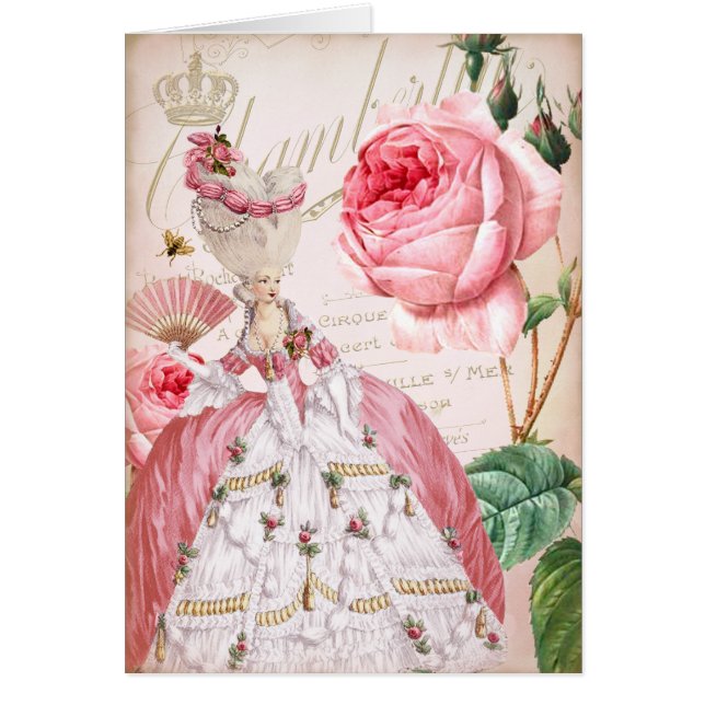 Tarjeta de rosas rosa rosa María Antonette Vintage (Frente)