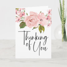 Tarjeta de Rosas Rosadas de Floral Pensando en Ti
