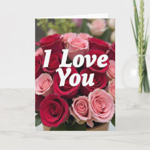 Tarjeta de rosas rosadas rojas Te Amo