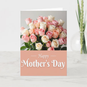Tarjeta de Rosas Rosadas y Marfil