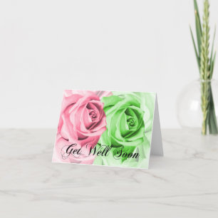 Tarjeta de Rosas rosas y verdes se recuperan pront