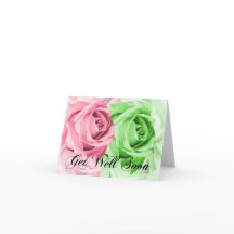 Tarjeta de Rosas rosas y verdes se recuperan pront