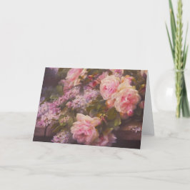 Tarjeta de Rosas victorianos y Lilacs