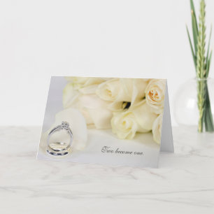 Tarjeta de Rosas y anillos de boda