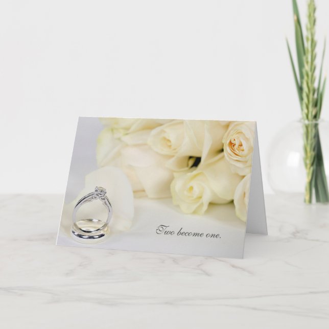 Tarjeta de Rosas y anillos de boda (Anverso)