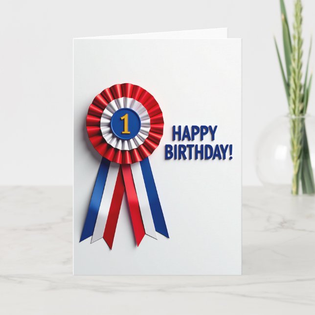 Tarjeta de rosetón para primer cumpleaños (Anverso)