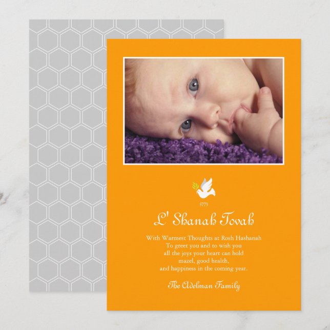 Tarjeta de Rosh Hashaná Shana Tova Paloma de la Pa (Anverso / Reverso)