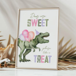 Tarjeta de Rótulo 5 x 7 Chicas Dinosaurios Treat