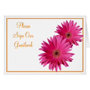 Tarjeta de Rótulo Boda naranja Gerbera Daisy
