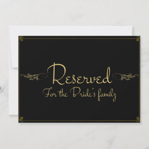 Tarjeta de Rótulo Boda reservada de oro negro real