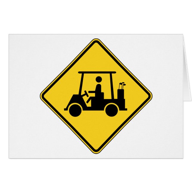 Tarjeta de Rótulo de Carro de Golf de Precaución (Anverso (Horizontal))