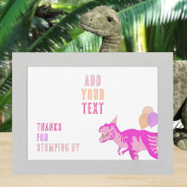 Tarjeta de Rótulo editable horizontal T-Rex Pink D