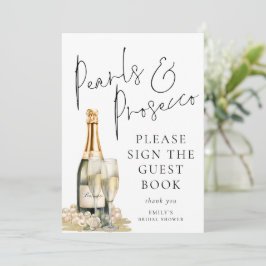 Tarjeta de Rótulo Pearls Prosecco Guest Book Brida