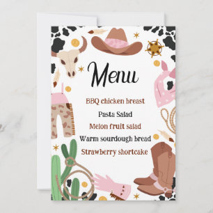 Tarjeta de Rótulo Rustic Pink Rodeo Birday Food