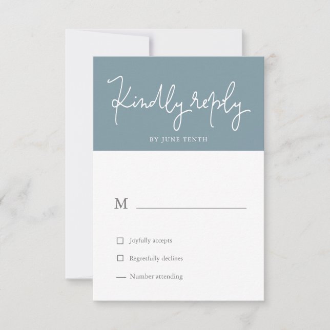 Tarjeta de RSVP Airy Pastel Azul Pizarra (Anverso)