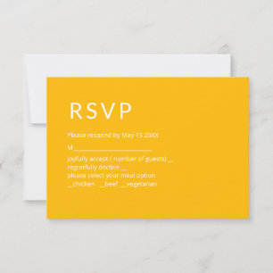Tarjeta de RSVP amarilla minimalista