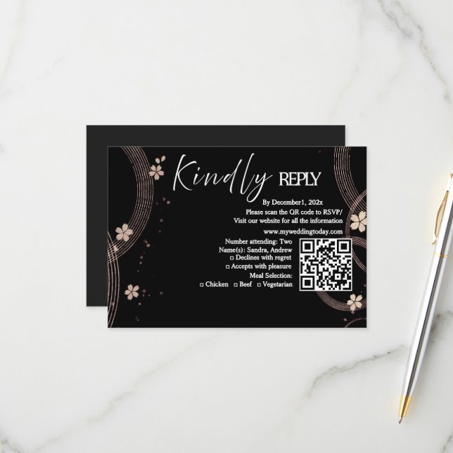 Tarjeta de RSVP Arch Serenity Black Premium (Anverso/Reverso In Situ)