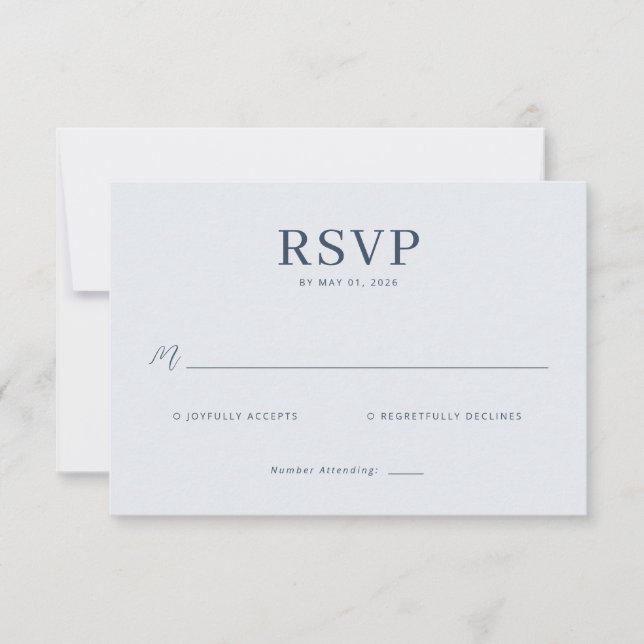 Tarjeta de RSVP Azul Elegante (Anverso)