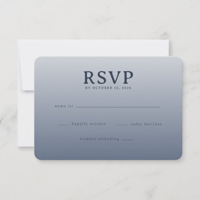 Tarjeta de RSVP Azul Elegante (Anverso)