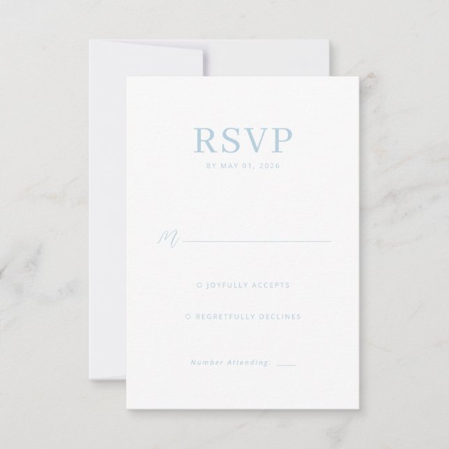 Tarjeta de RSVP Azul Elegante (Anverso)