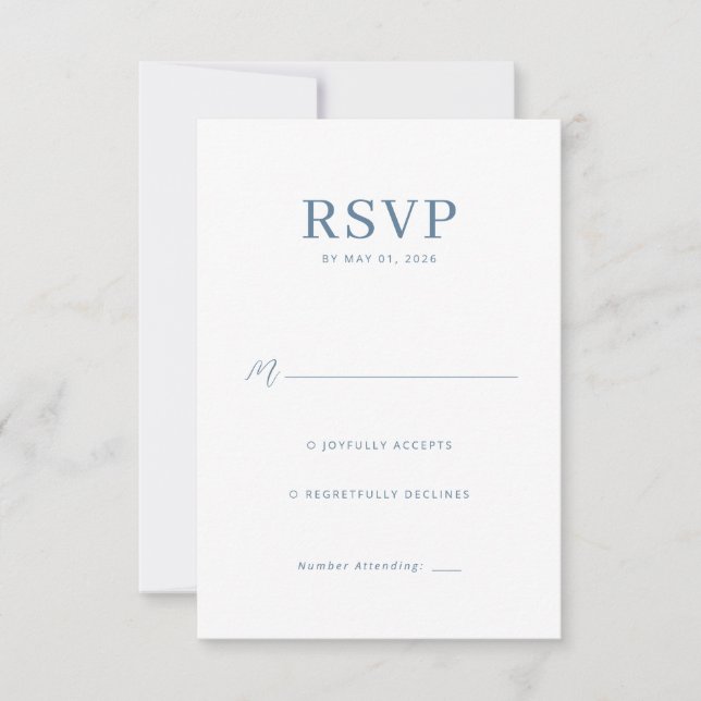 Tarjeta de RSVP azul gris elegante (Anverso)
