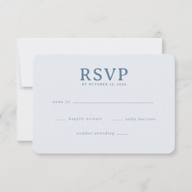 Tarjeta de RSVP Azul Gris Sofisticada (Anverso)