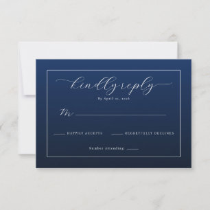 Tarjeta de RSVP azul marino elegante