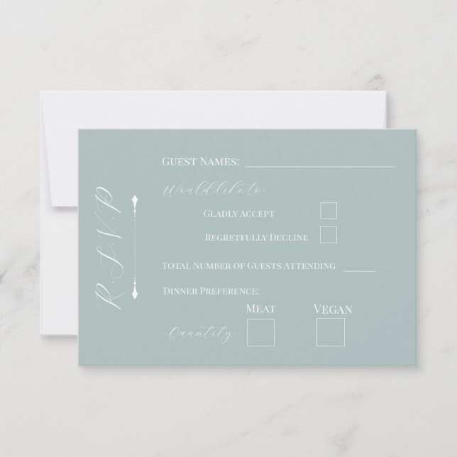 Tarjeta de RSVP Azul Pálido con Melocotones (Anverso)