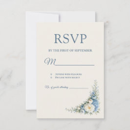 Tarjeta de RSVP Azul Polvoriento Europea
