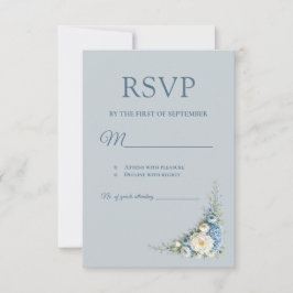 Tarjeta de RSVP Azul Polvoriento Europea