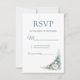 Tarjeta de RSVP azul polvoriento europeo
