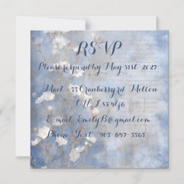 Tarjeta de RSVP Azul Rústico