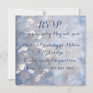 Tarjeta de RSVP Azul Rústico