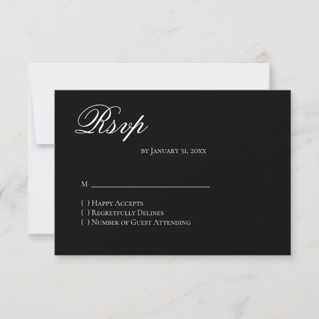 Tarjeta de RSVP básica y elegante (Anverso)