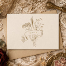 Tarjeta de RSVP beige de elegancia botánica vintag