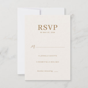 Tarjeta de RSVP beige elegante