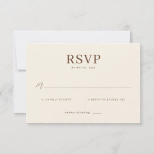 Tarjeta de RSVP beige elegante