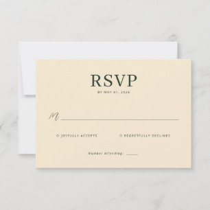 Tarjeta de RSVP beige elegante