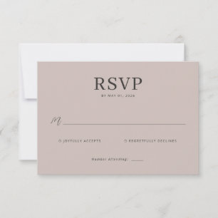 Tarjeta de RSVP beige elegante