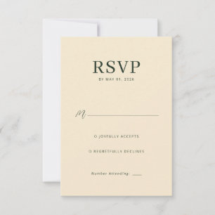 Tarjeta de RSVP beige elegante