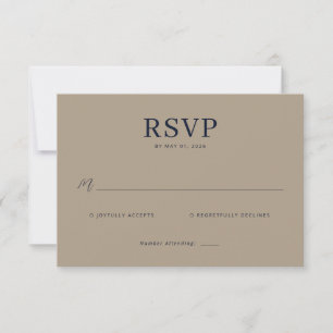 Tarjeta de RSVP beige elegante