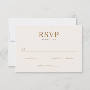 Tarjeta de RSVP beige sofisticada