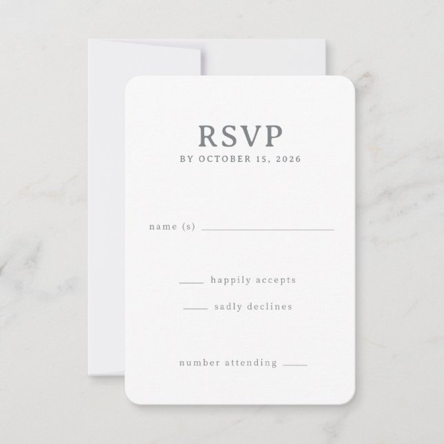 Tarjeta de RSVP Blanca Elegante (Anverso)