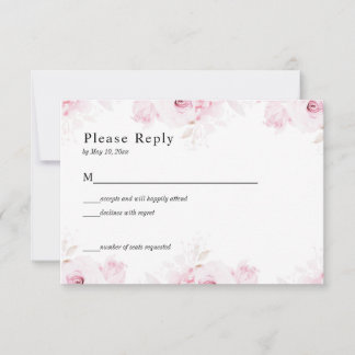 Tarjeta de RSVP Blanca Elegante con Rosas Romántic